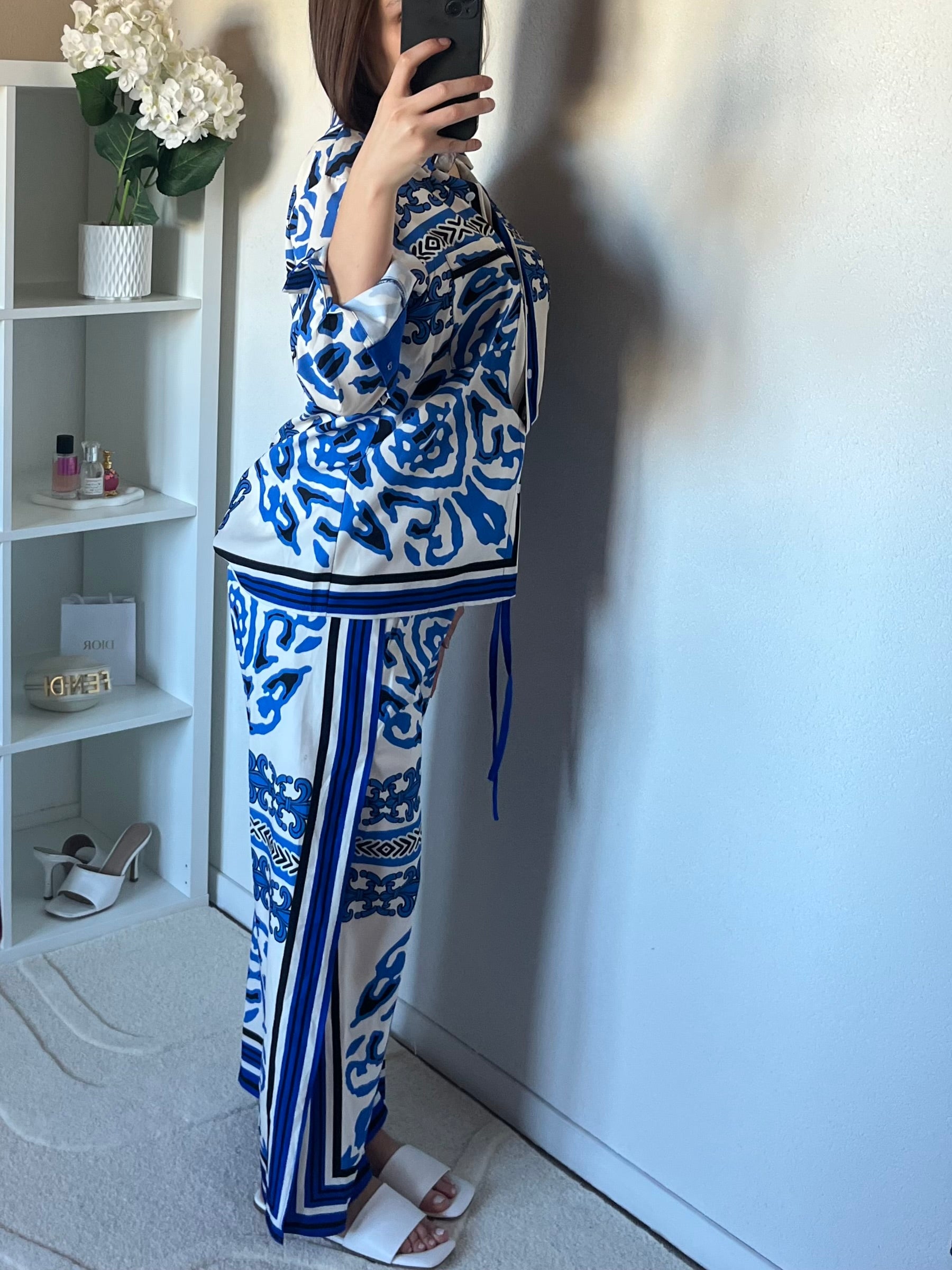 Ensemble 2 pièces: chemise et pantalon évasé