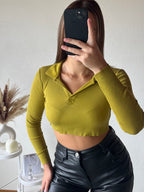 Haut crop top avec col