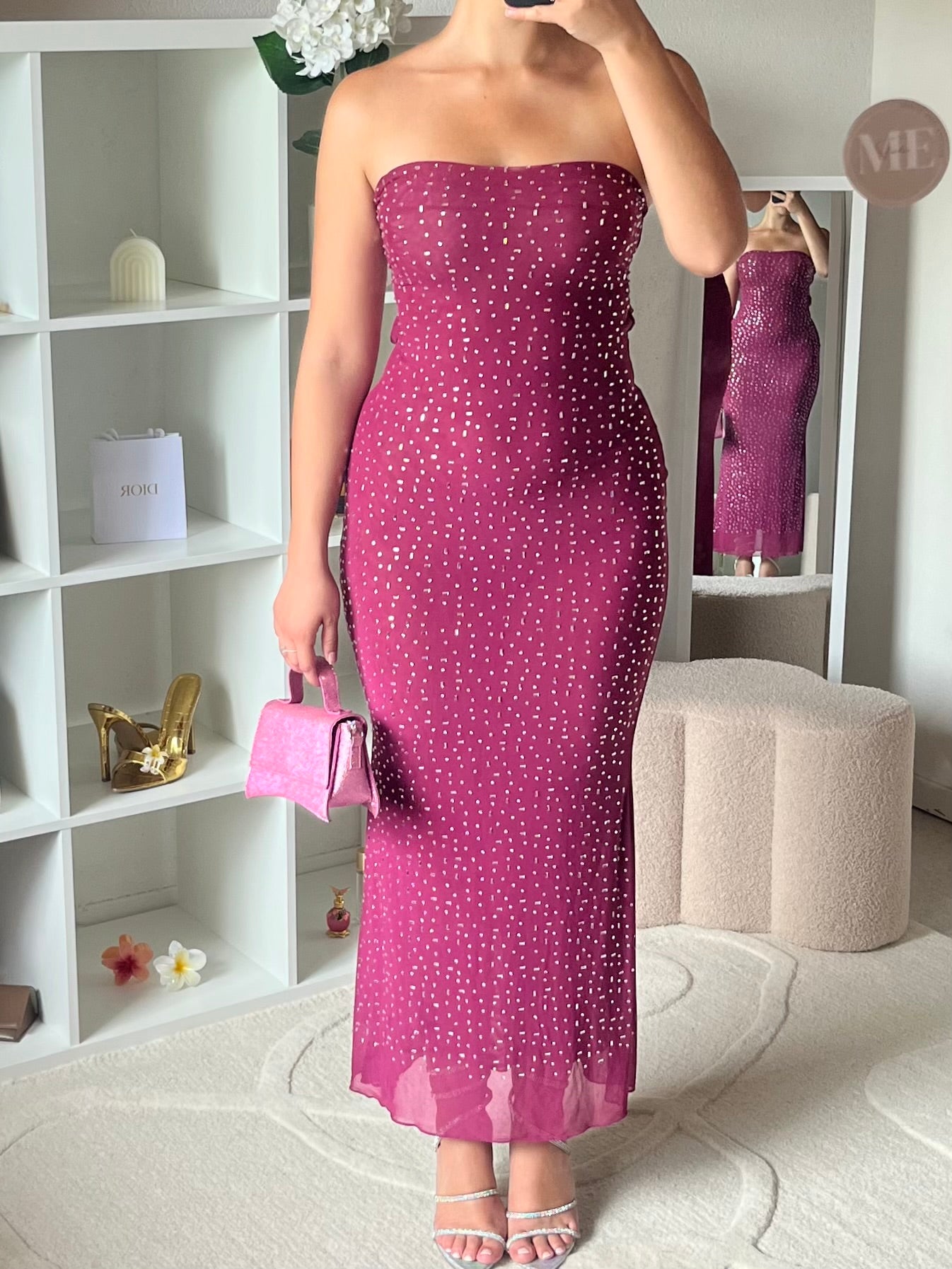 Robe bandeau pailletée