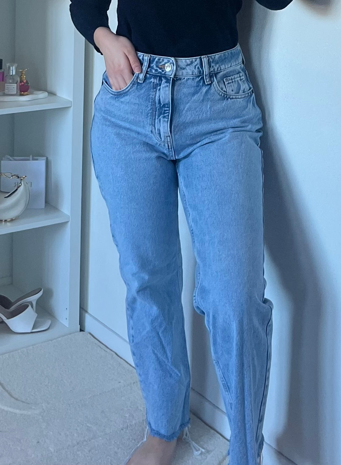 Jeans taille haute coupe droite