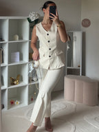 Ensemble 2 pièces: Blazer sans manches et pantalon