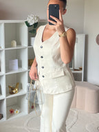 Ensemble 2 pièces: Blazer sans manches et pantalon