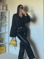 Chemise noir à manches amples
