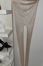 Pantalon transparent à strass