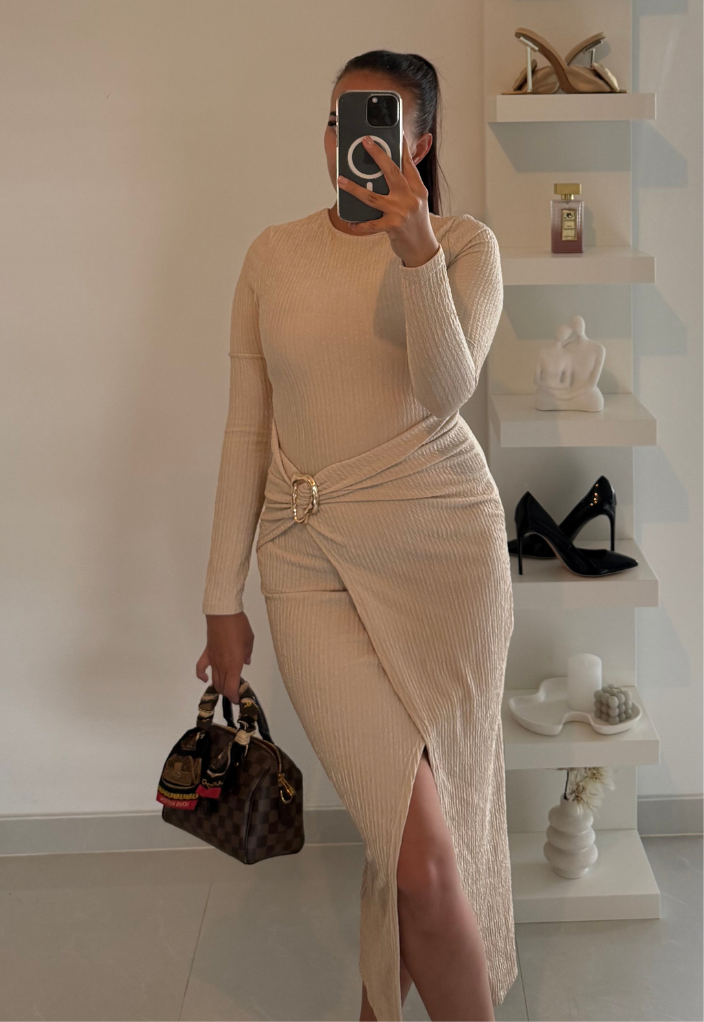 Robe longue côtelée