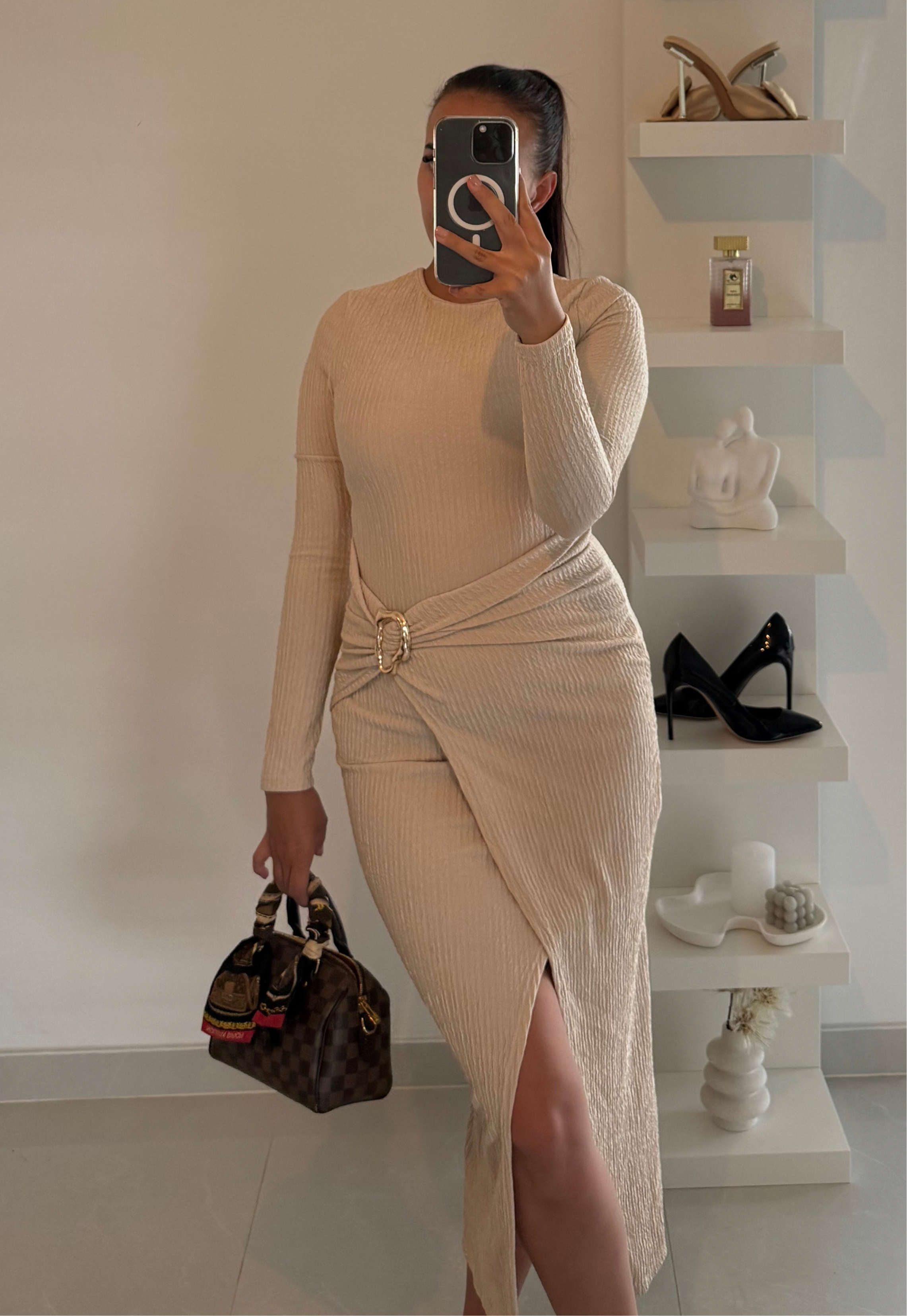 Robe longue côtelée