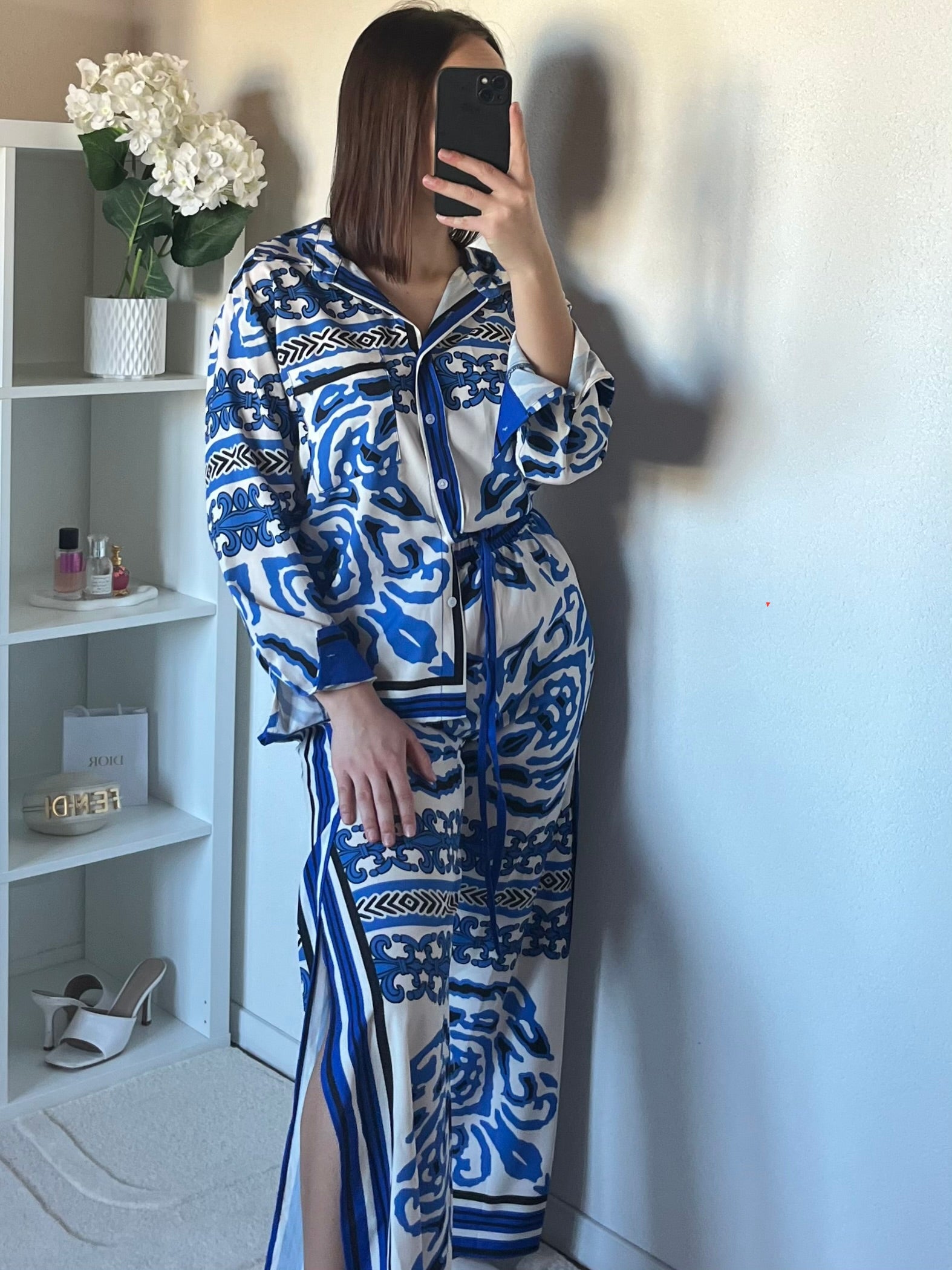 Ensemble 2 pièces: chemise et pantalon évasé