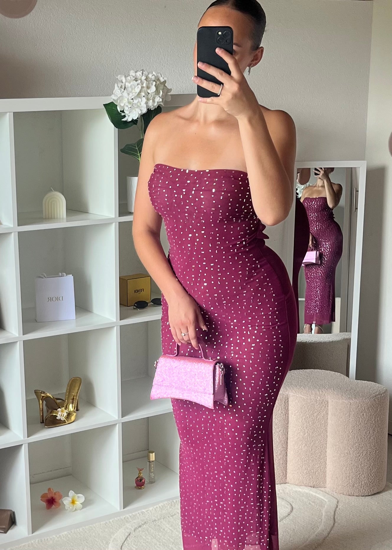 Robe bandeau pailletée