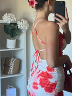 Robe dos nu motif fleural