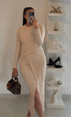 Robe longue côtelée