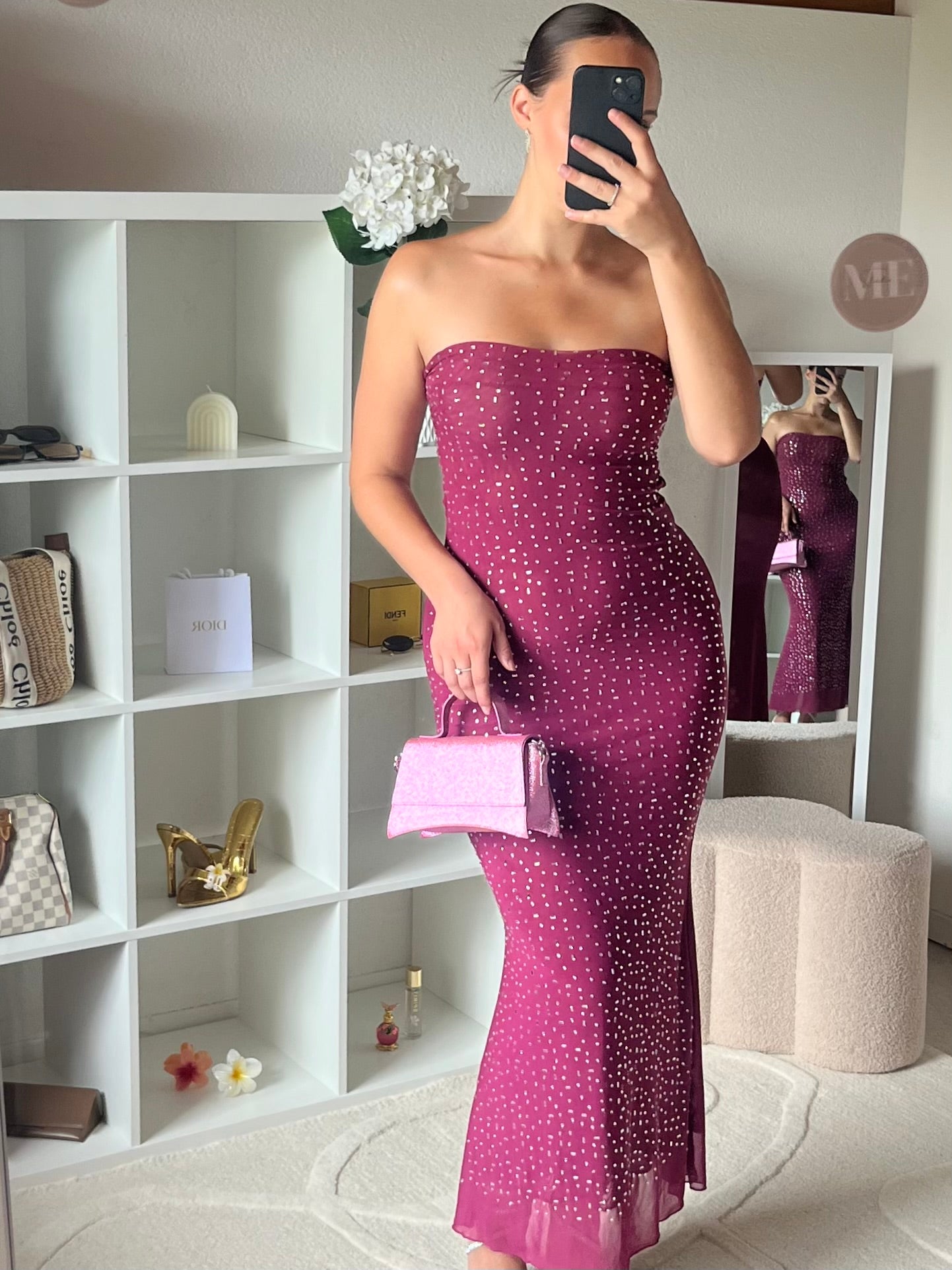 Robe bandeau pailletée