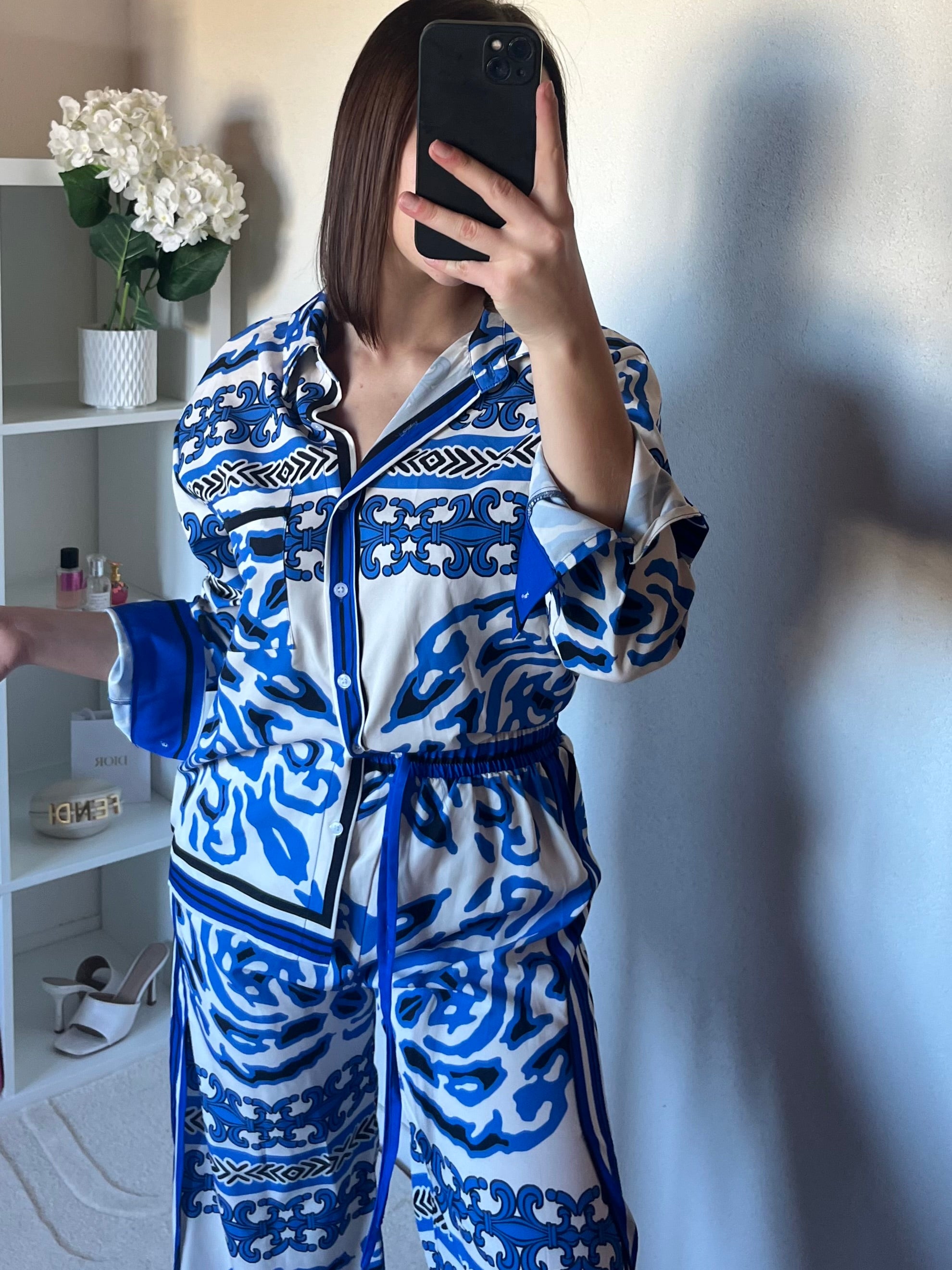 Ensemble 2 pièces: chemise et pantalon évasé