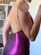 Robe dos nu effet métallique