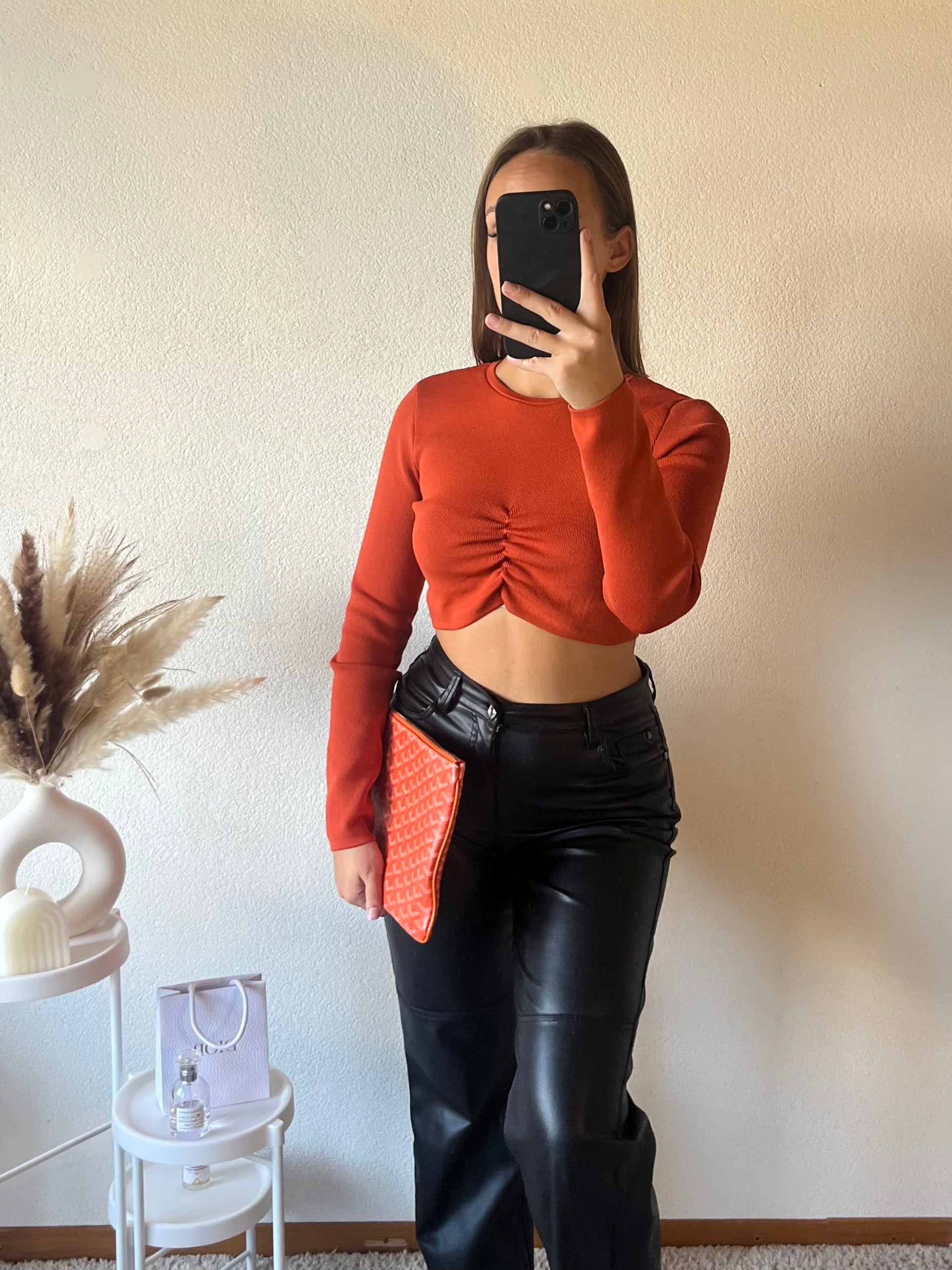Haut crop top plissé
