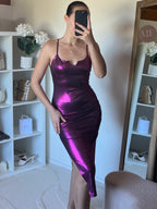 Robe dos nu effet métallique
