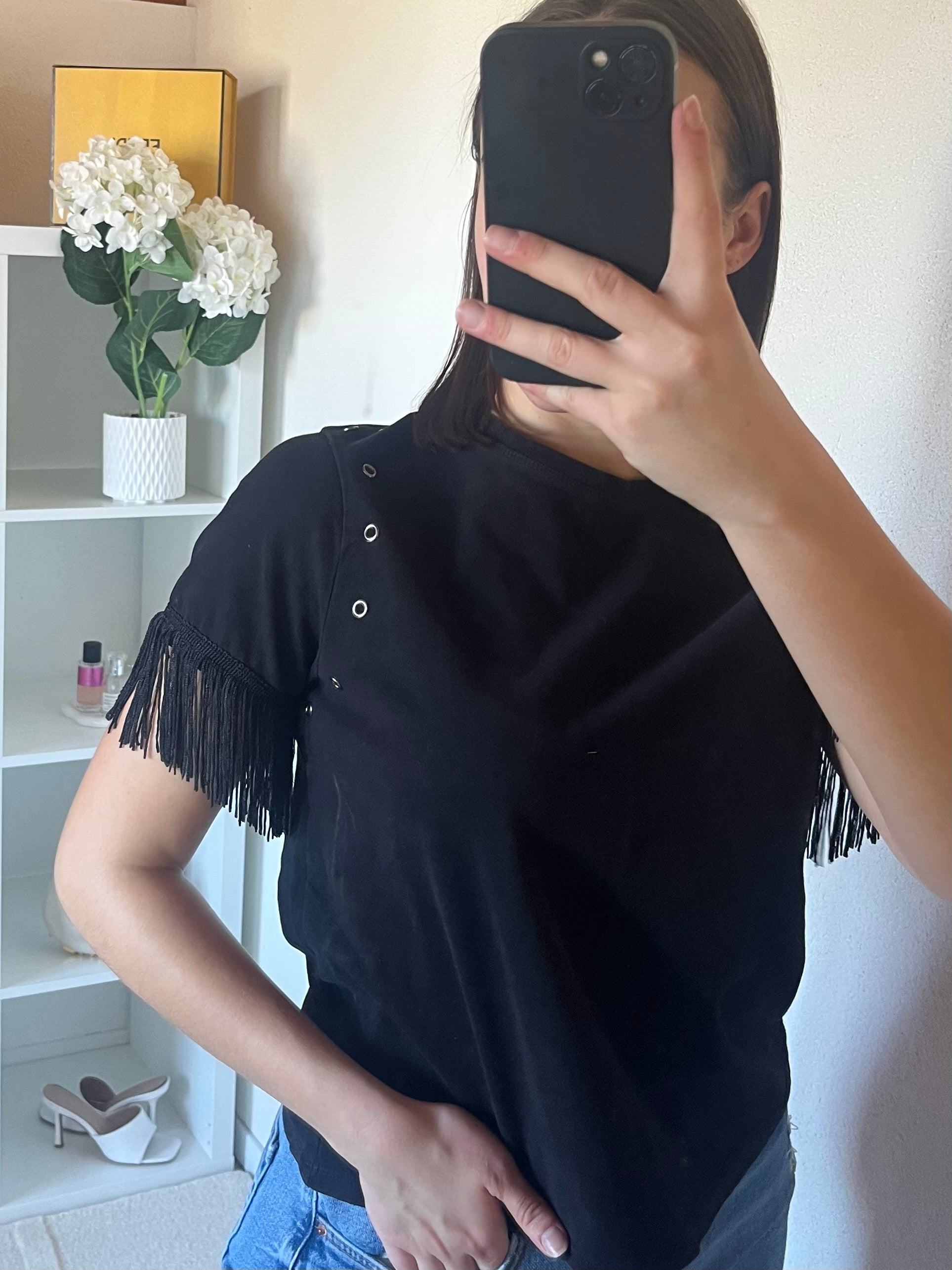 T-shirt manches avec franges