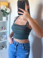 Crop top bandeau à bretelles