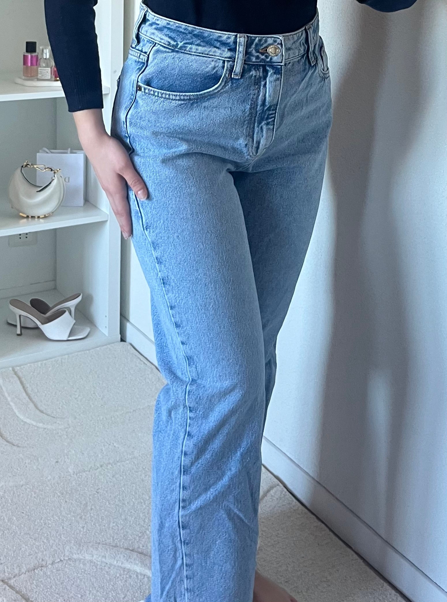 Jeans taille haute coupe droite