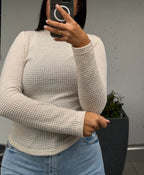 Pull beige côtelé