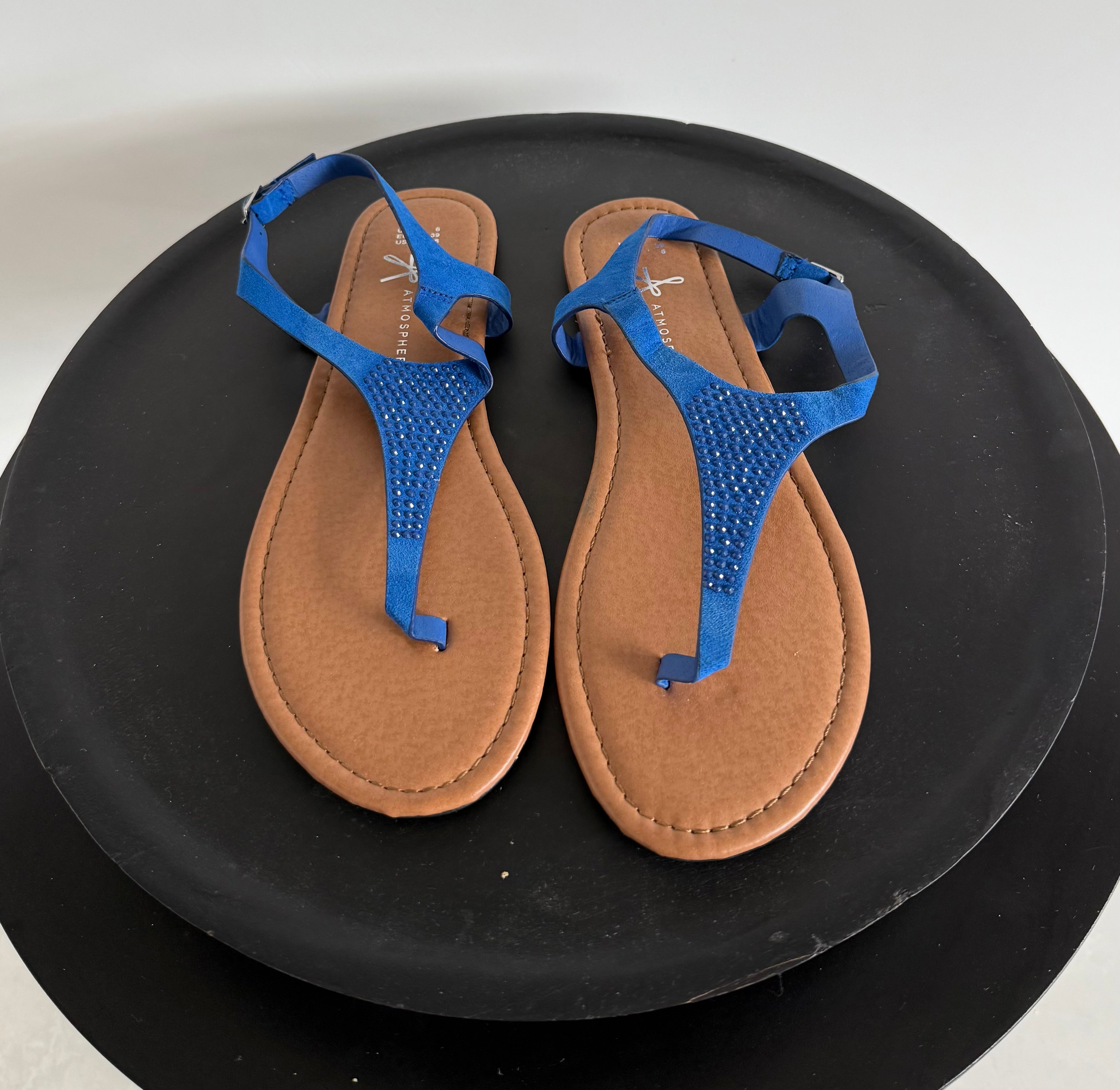 Sandales bleues à strass