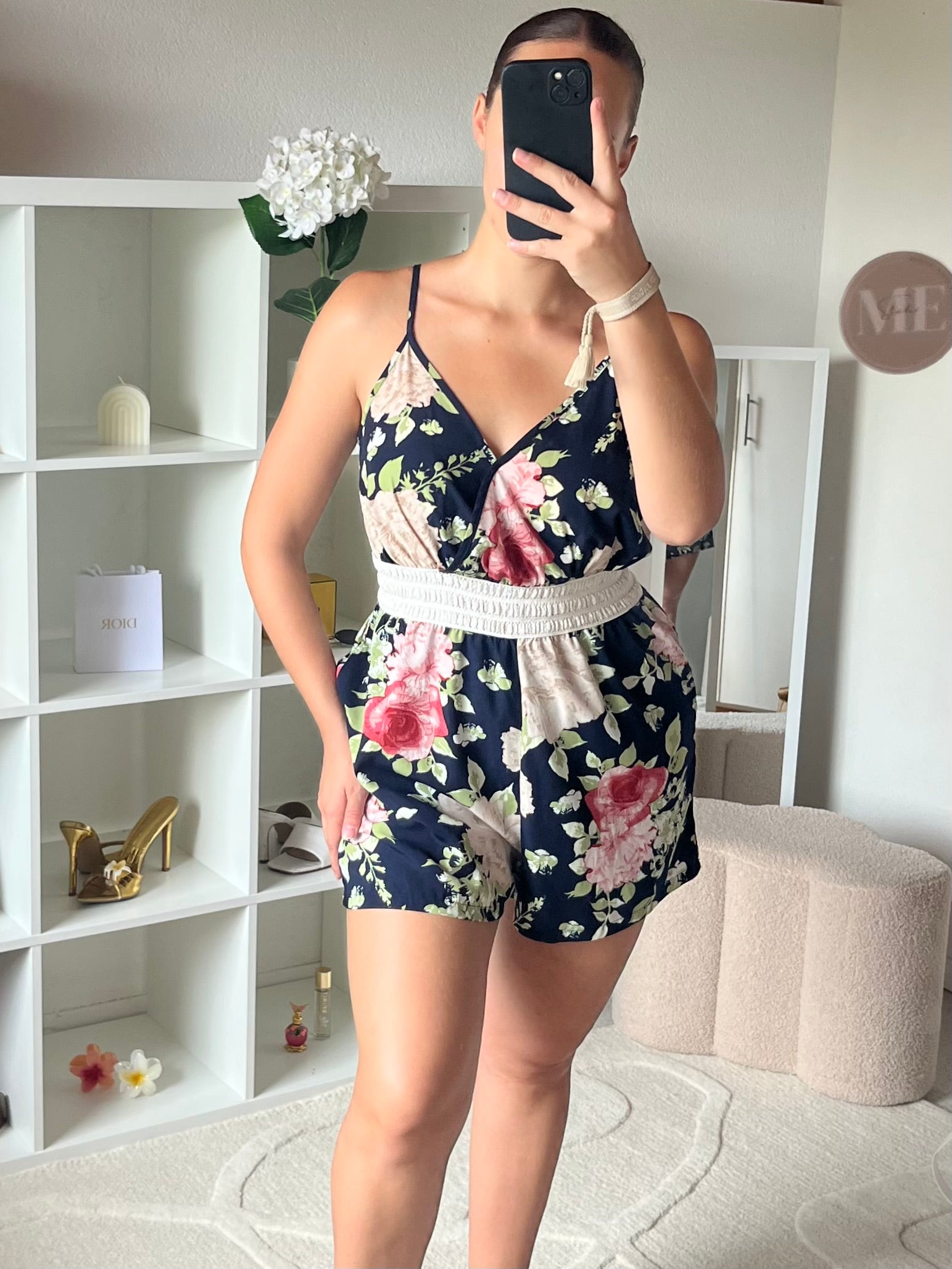 Combinaison short cintré à la taille