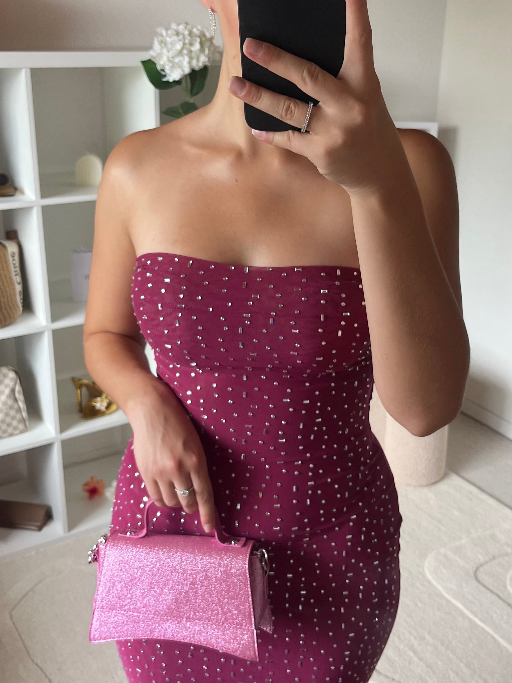 Robe bandeau pailletée