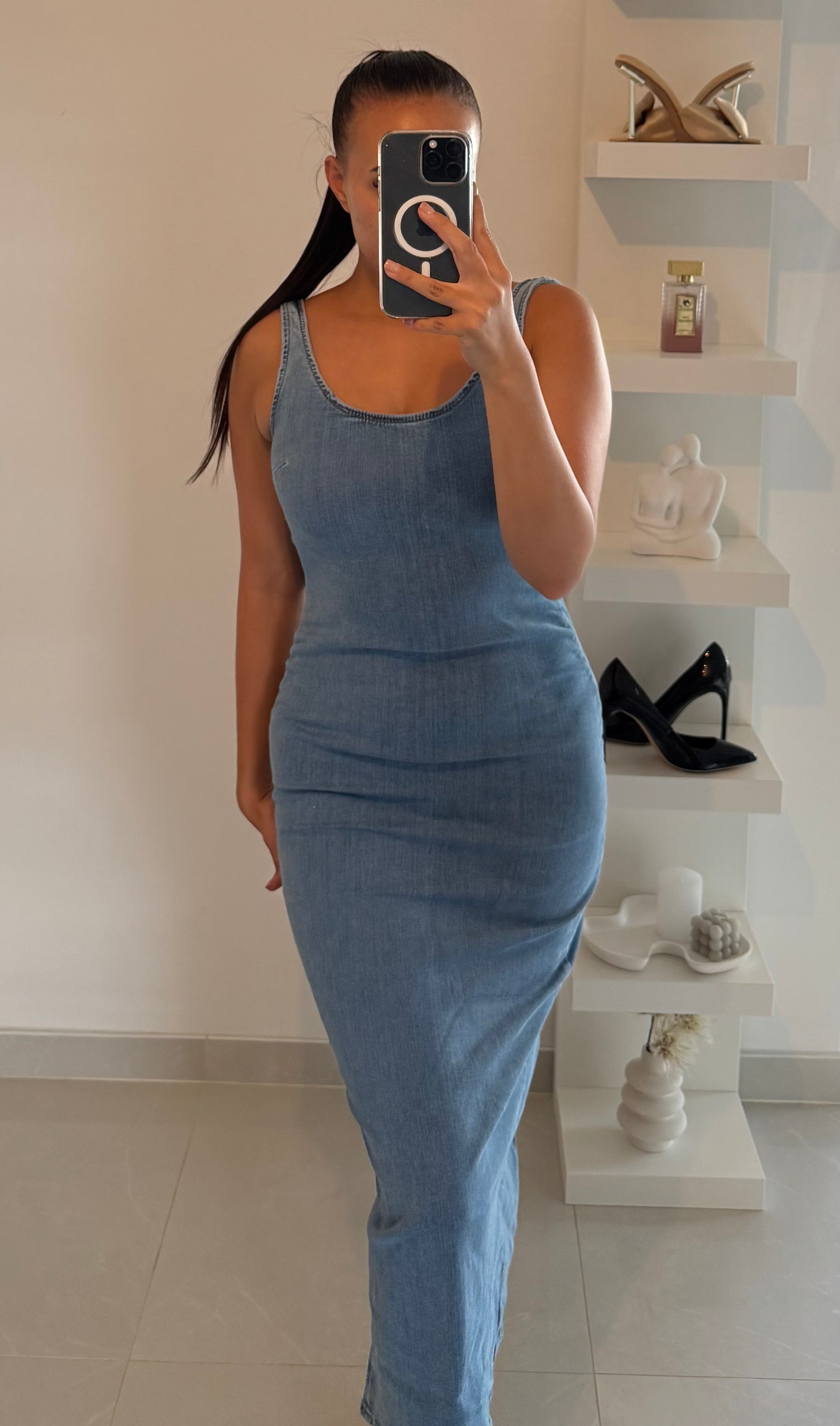 Robe longue en jean